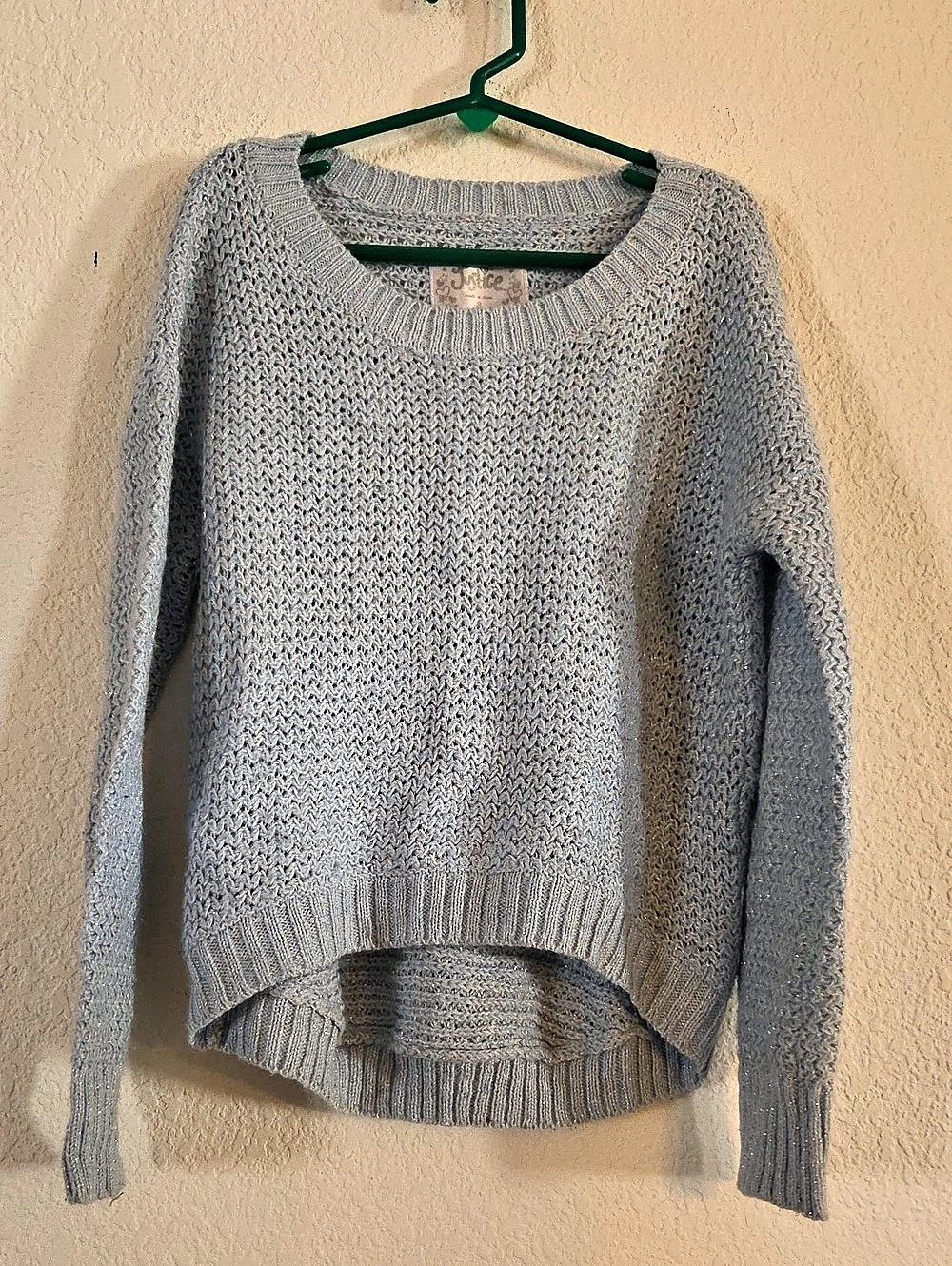 Justice Crew Neck Knit Sweater Blue Size 8